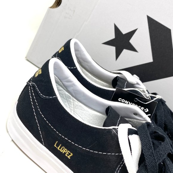 Converse Men's Size 9 168668C Louie Lopez Pro Ox Black Gold Suede Skate Sneakers - Picture 10 of 12